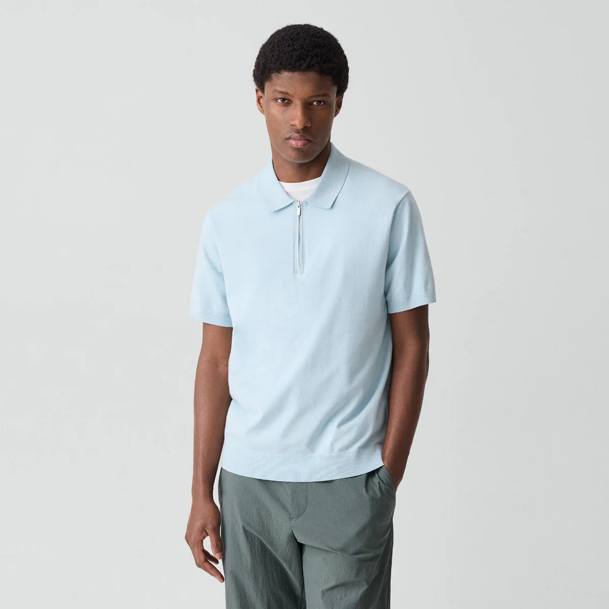Quarter-Zip Polo Shirt in Light Bilen