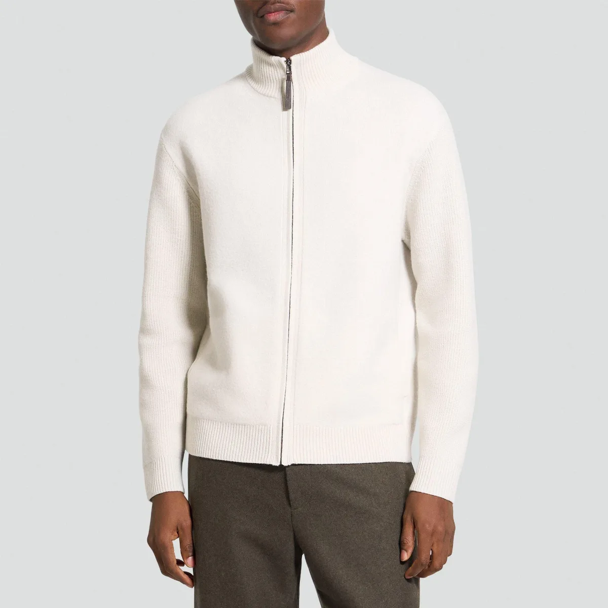 Turtleneck Cardigan in Boiled Wool by Theory