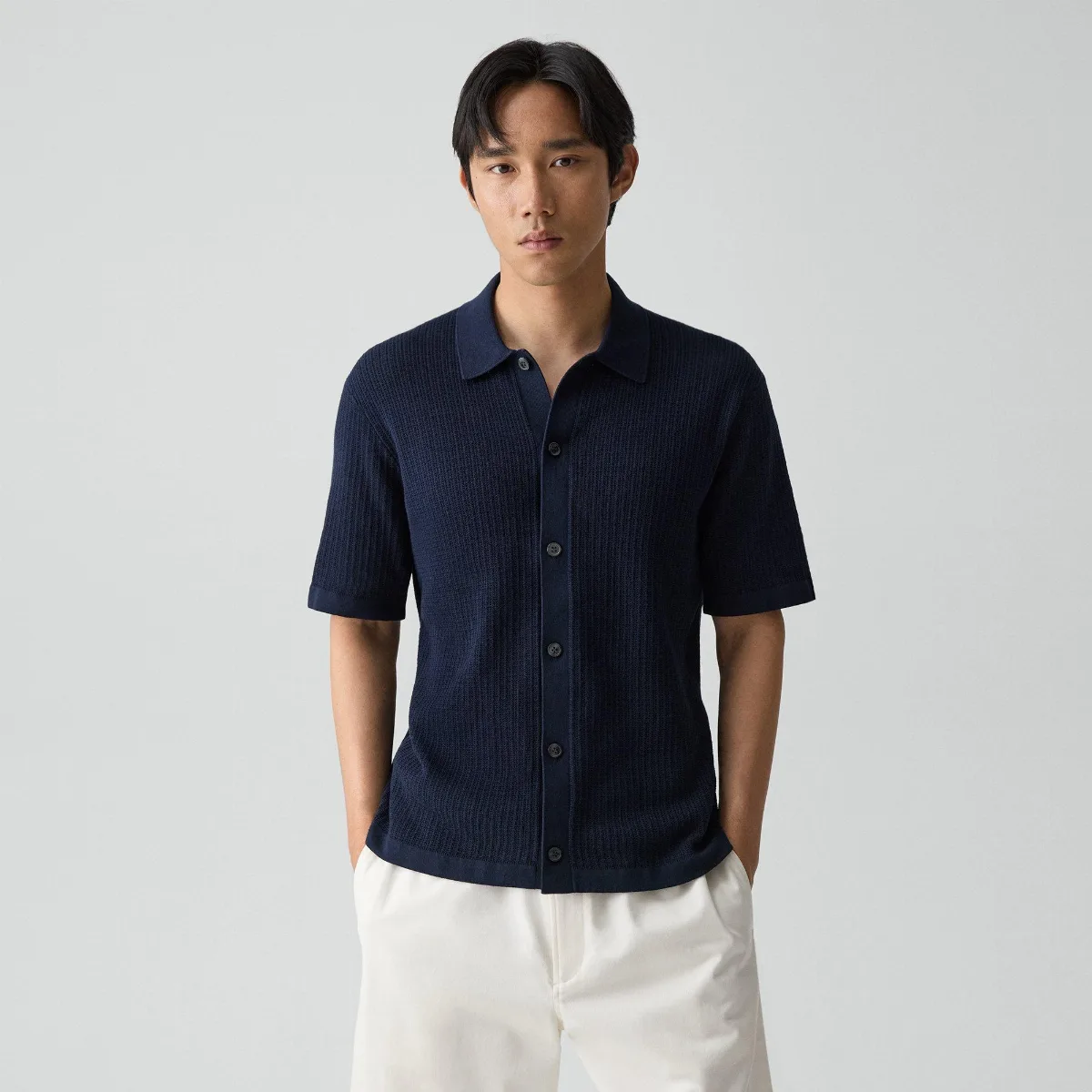 Mesh Button-Up Shirt in Cotton by Theory