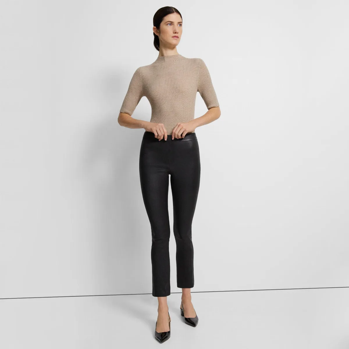 Slim Kick Pant in Leather by Theory