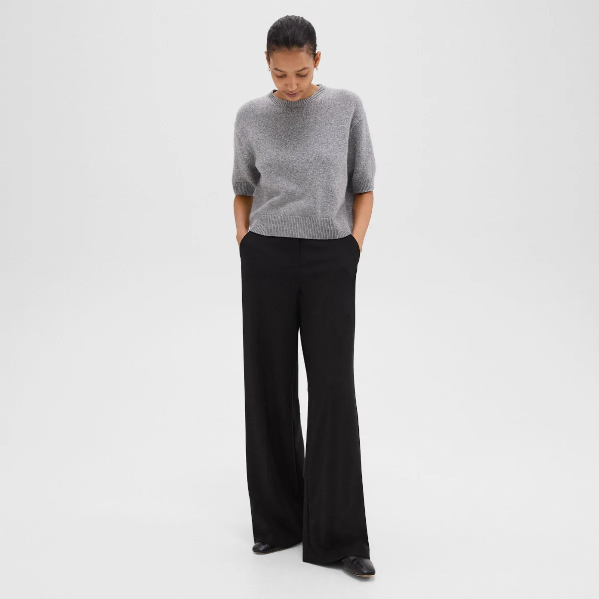 Wide-Leg Pant in Double-Knit Jersey by Theory