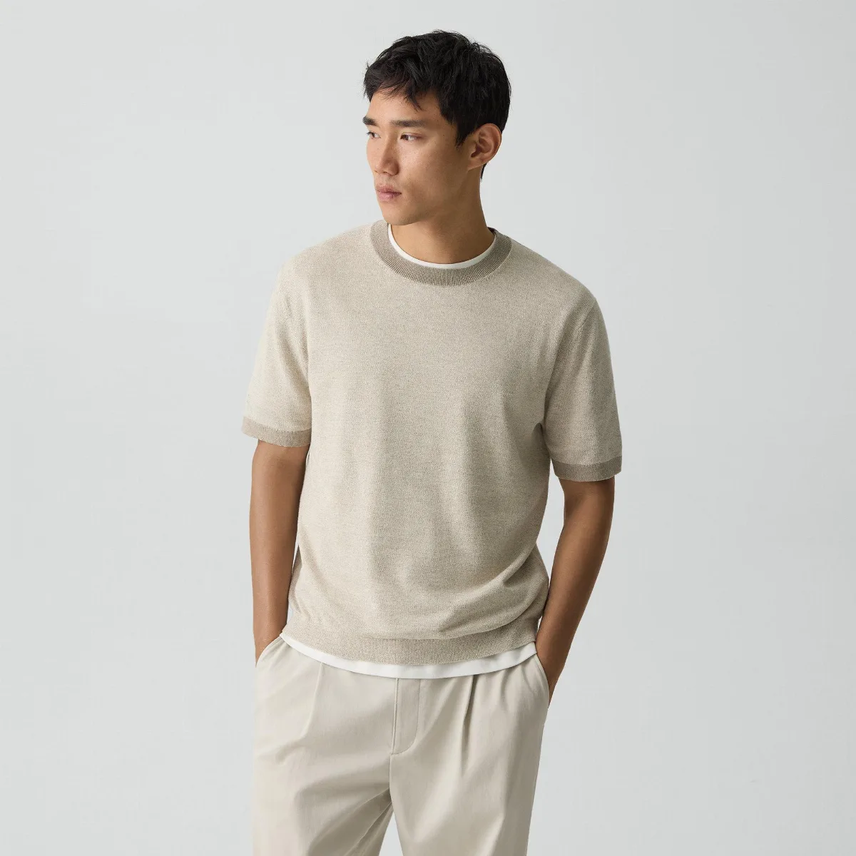 Crewneck Tee in Silk Linen by Theory
