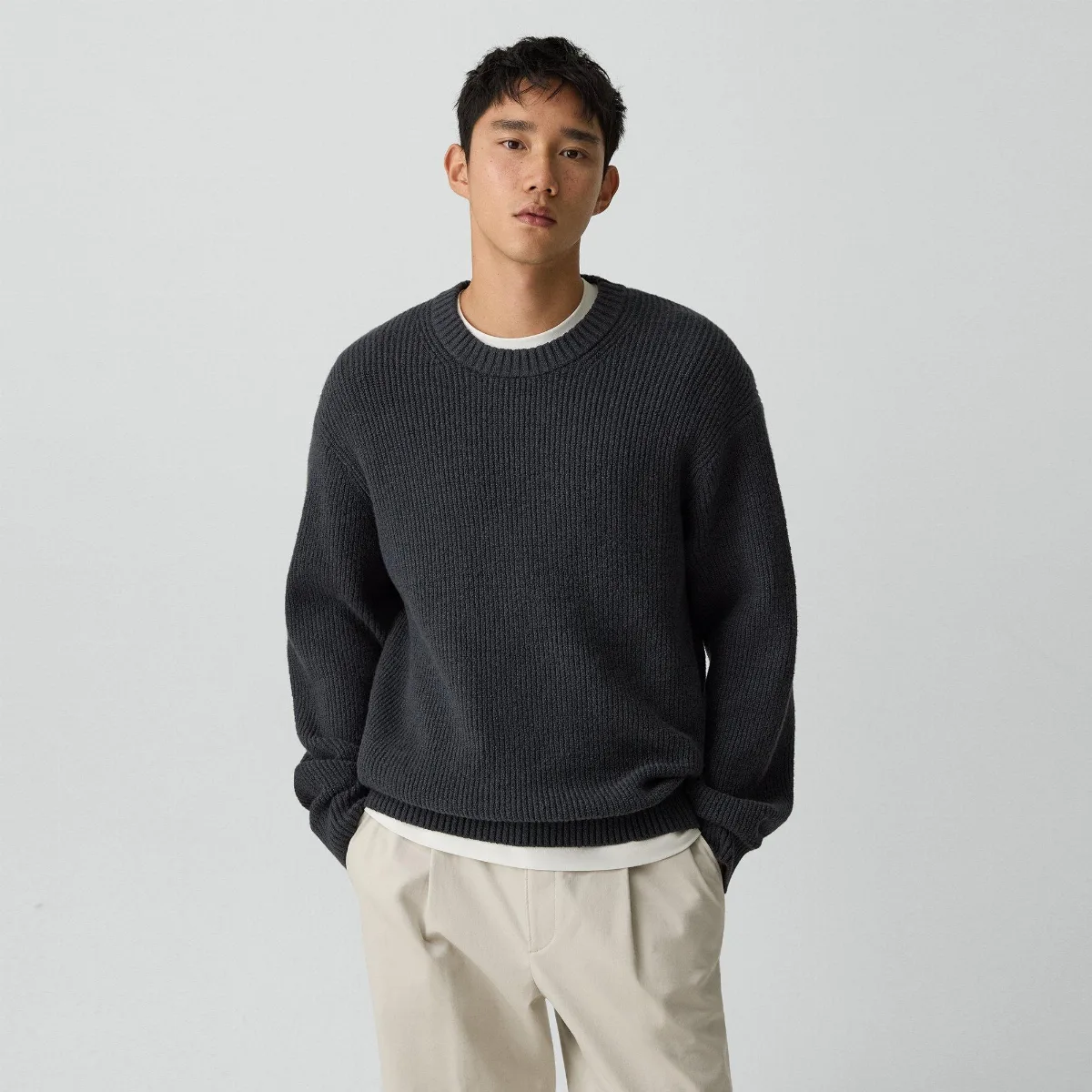 Crewneck Sweater in Cotton Silk Slub by Theory