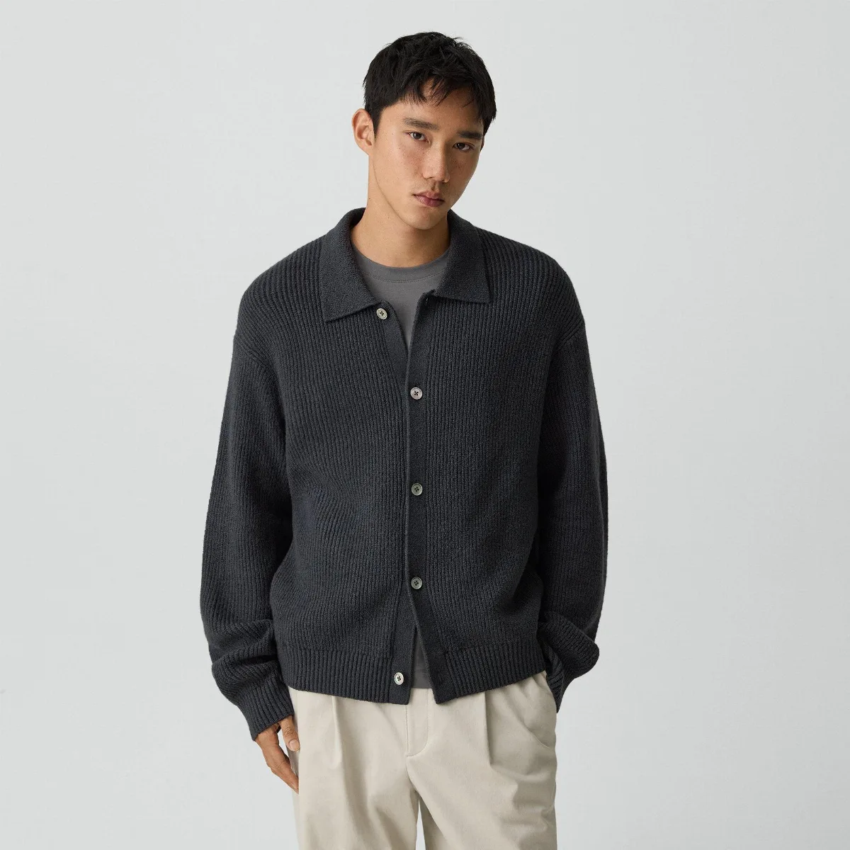 Textured Cardigan in Cotton Silk Slub