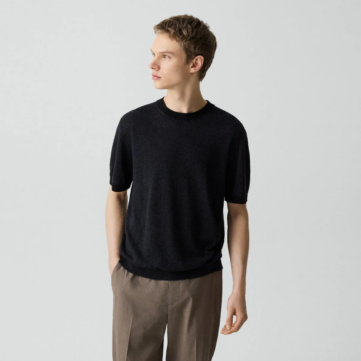 Crewneck Tee in Silk Linen by Theory