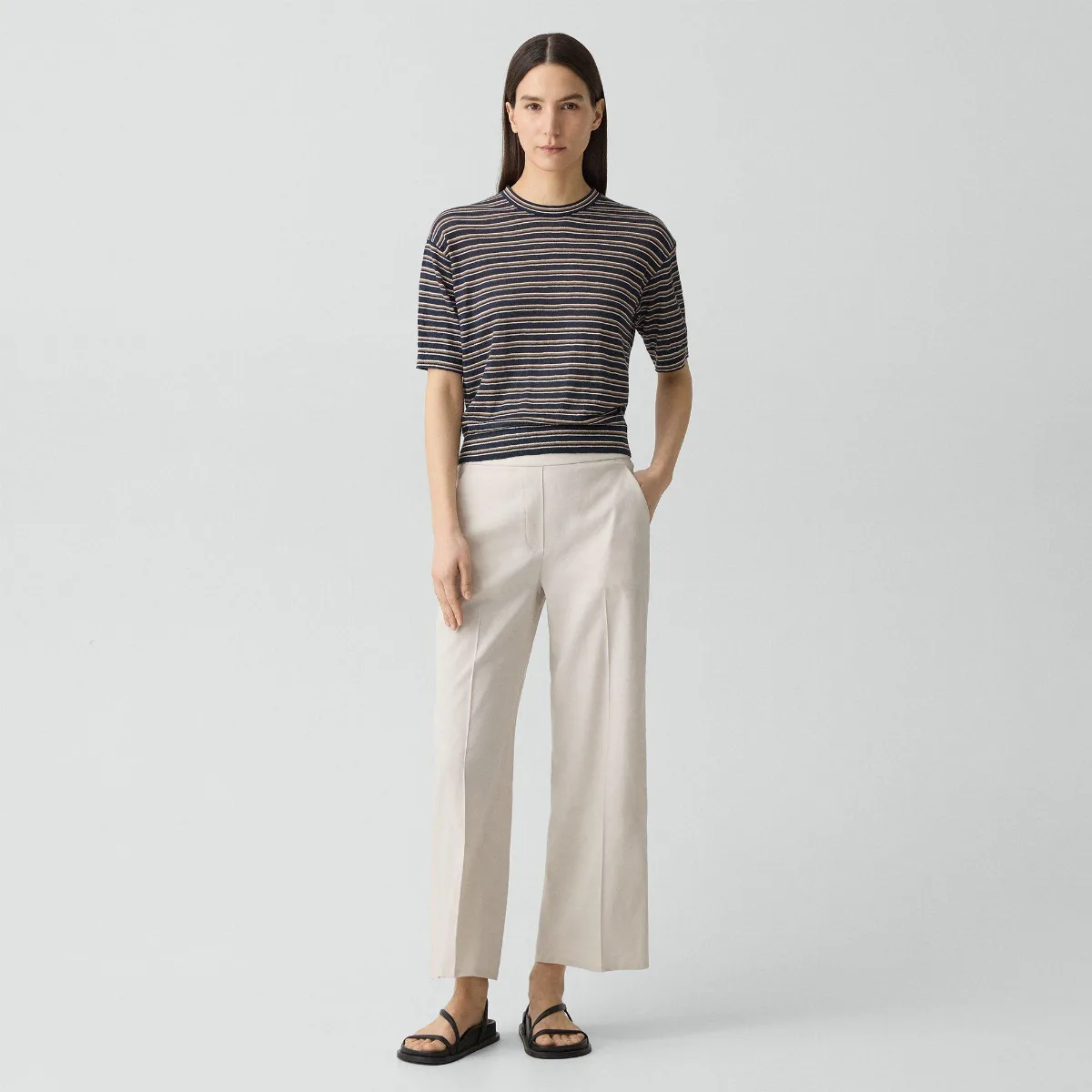 Classic Straight Pull-On Pant in Good Linen by Theory