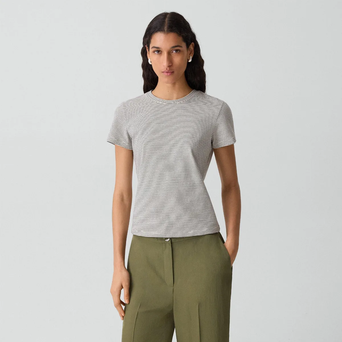 Tiny Tee in Striped Cotton by Theory