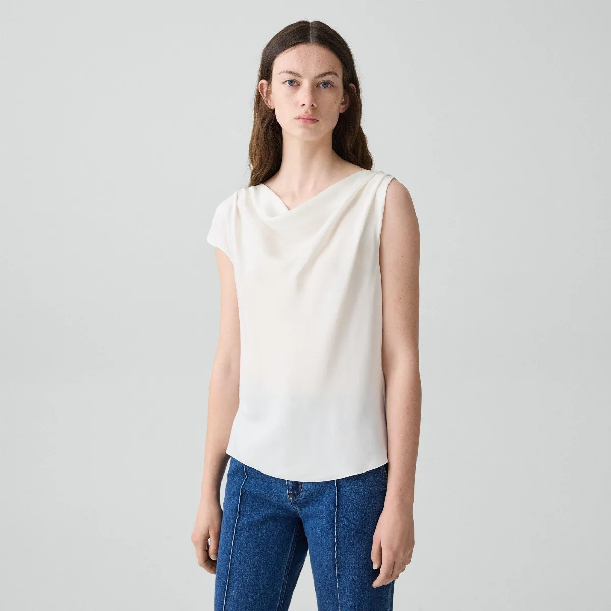 Cowl Neck Blouse in Silk Georgette by Theory