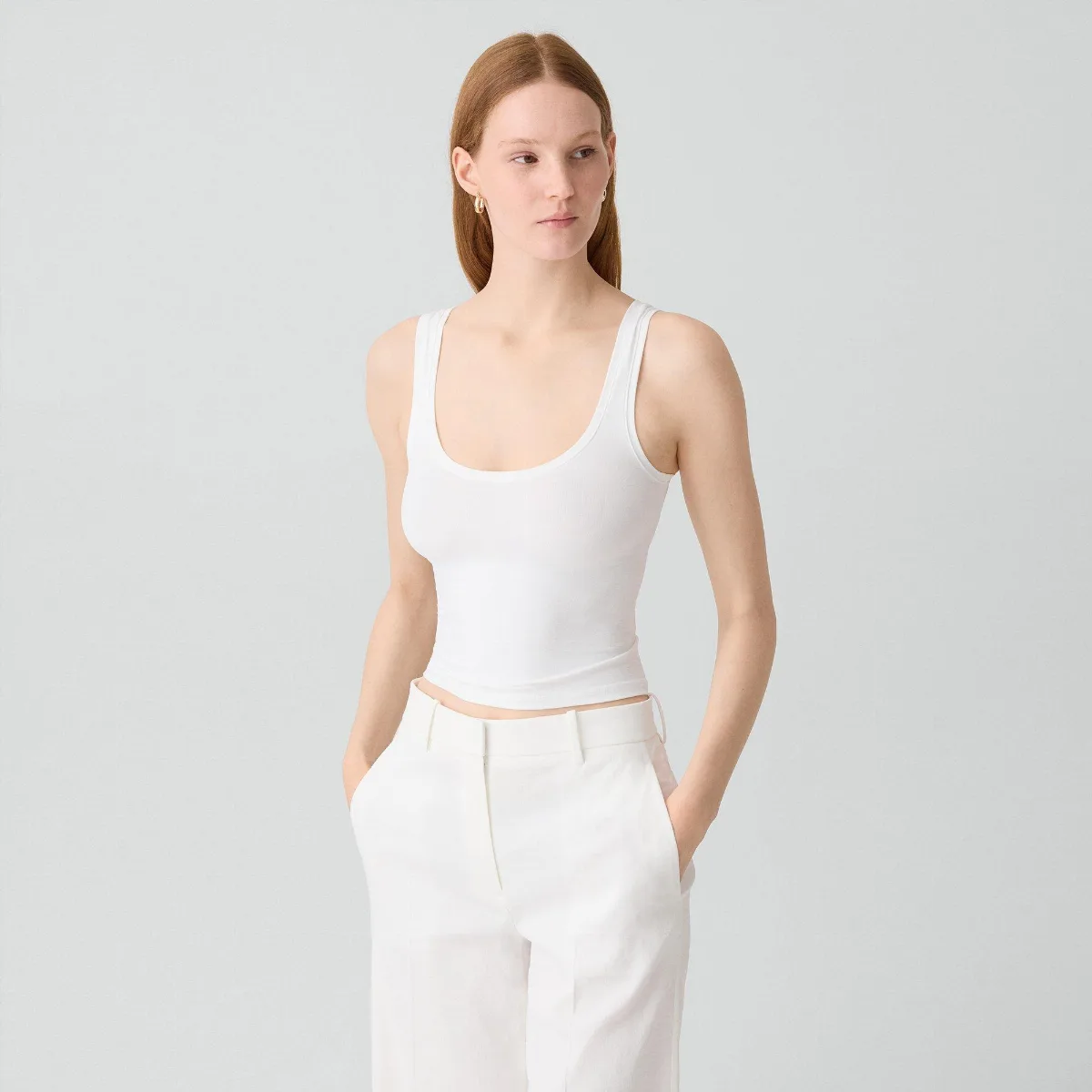 Cropped Tank Top in Stretch Nylon by Theory