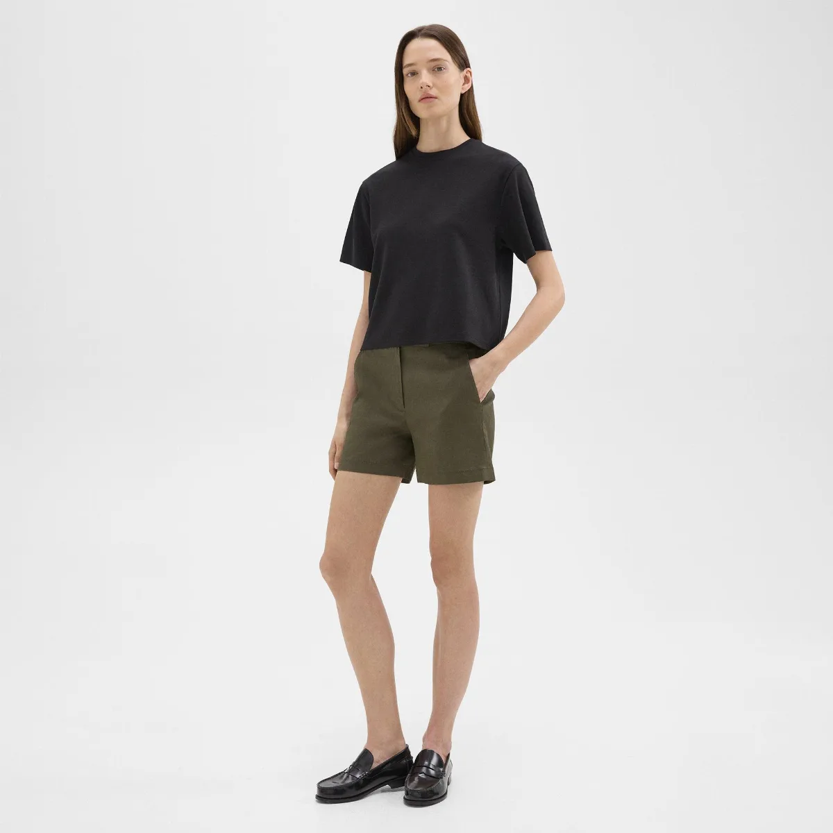 Waist Tab Short in Good Linen by Theory