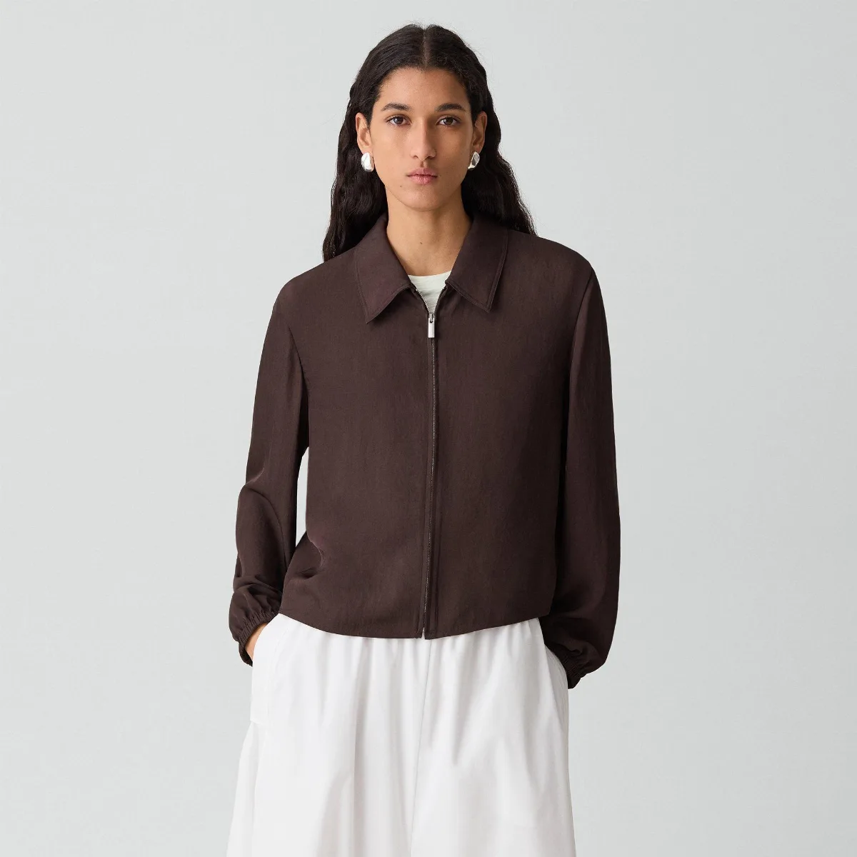 Cropped Jacket in Washed Twill by Theory
