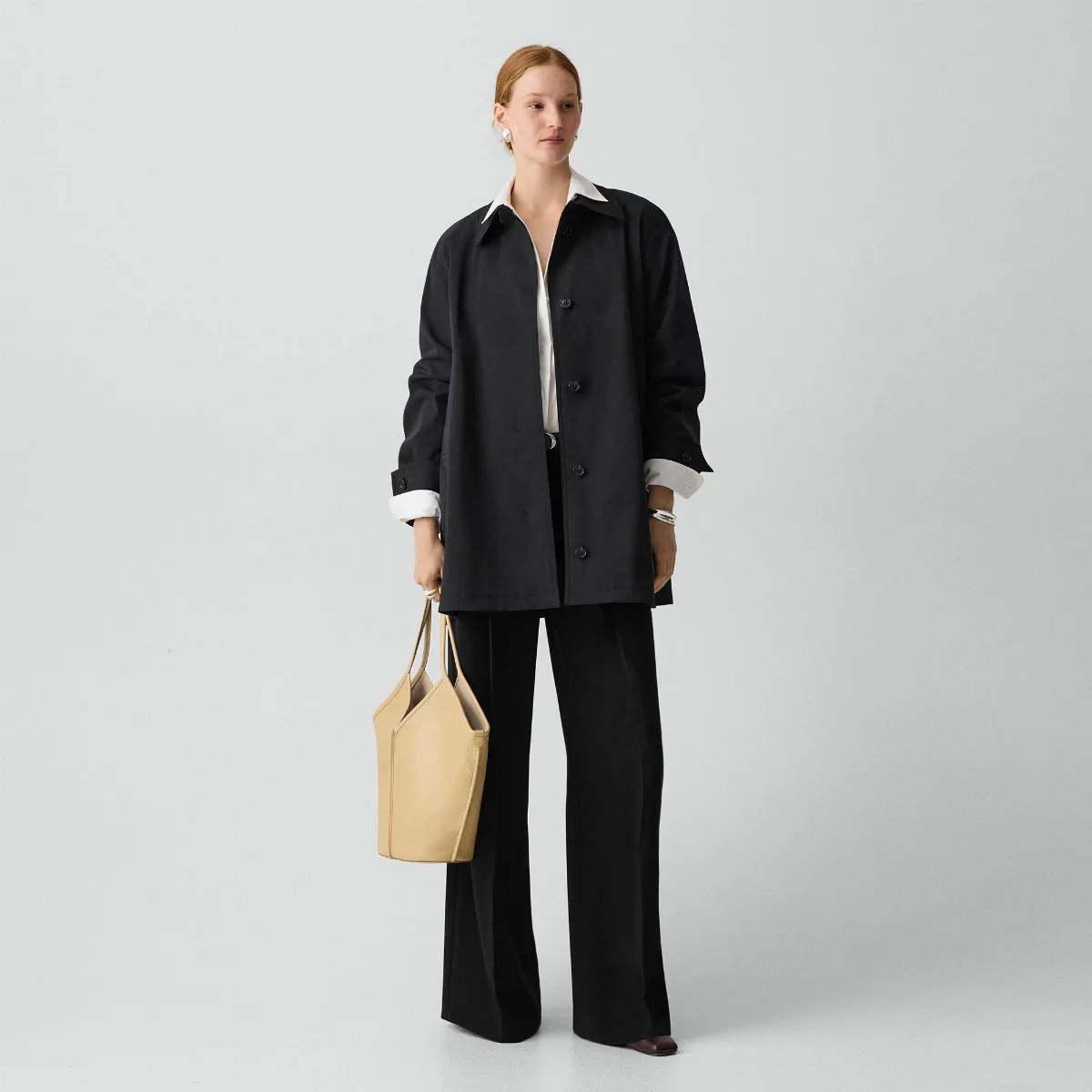 A-Line Trench Coat in Sleek Cotton by Theory