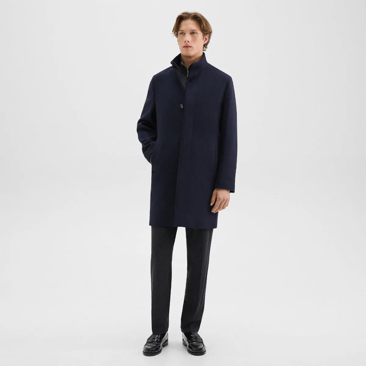 Belvin Coat in Wool-Blend Melton by Theory