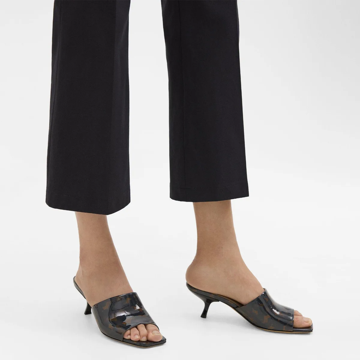 Mule Sandal in Tortoiseshell Printed Leather by Theory
