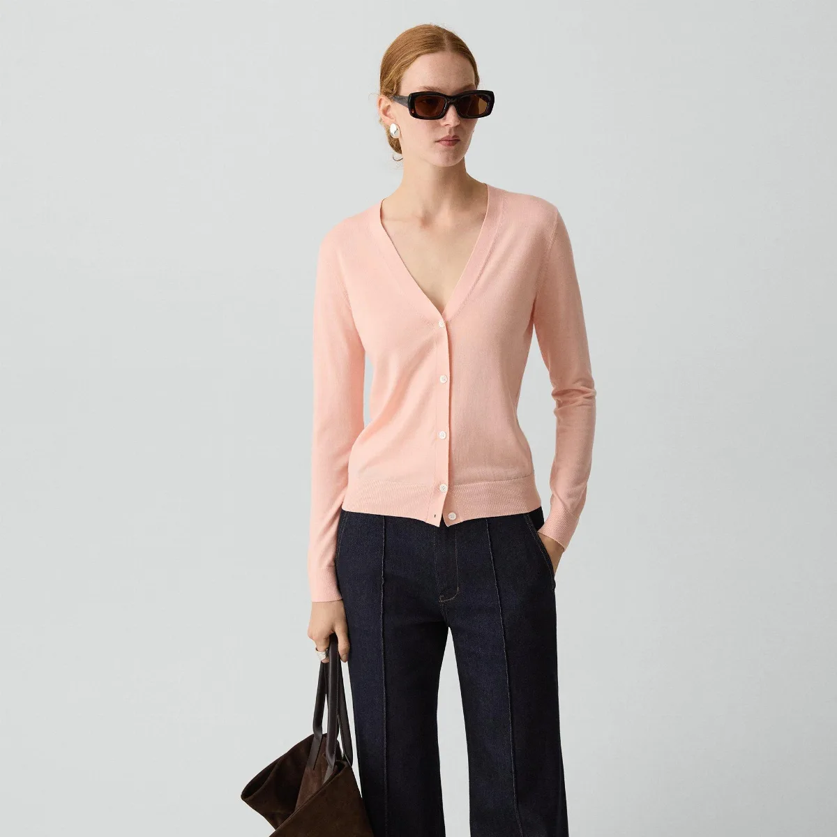 V-Neck Cardigan in Regal Wool by Theory