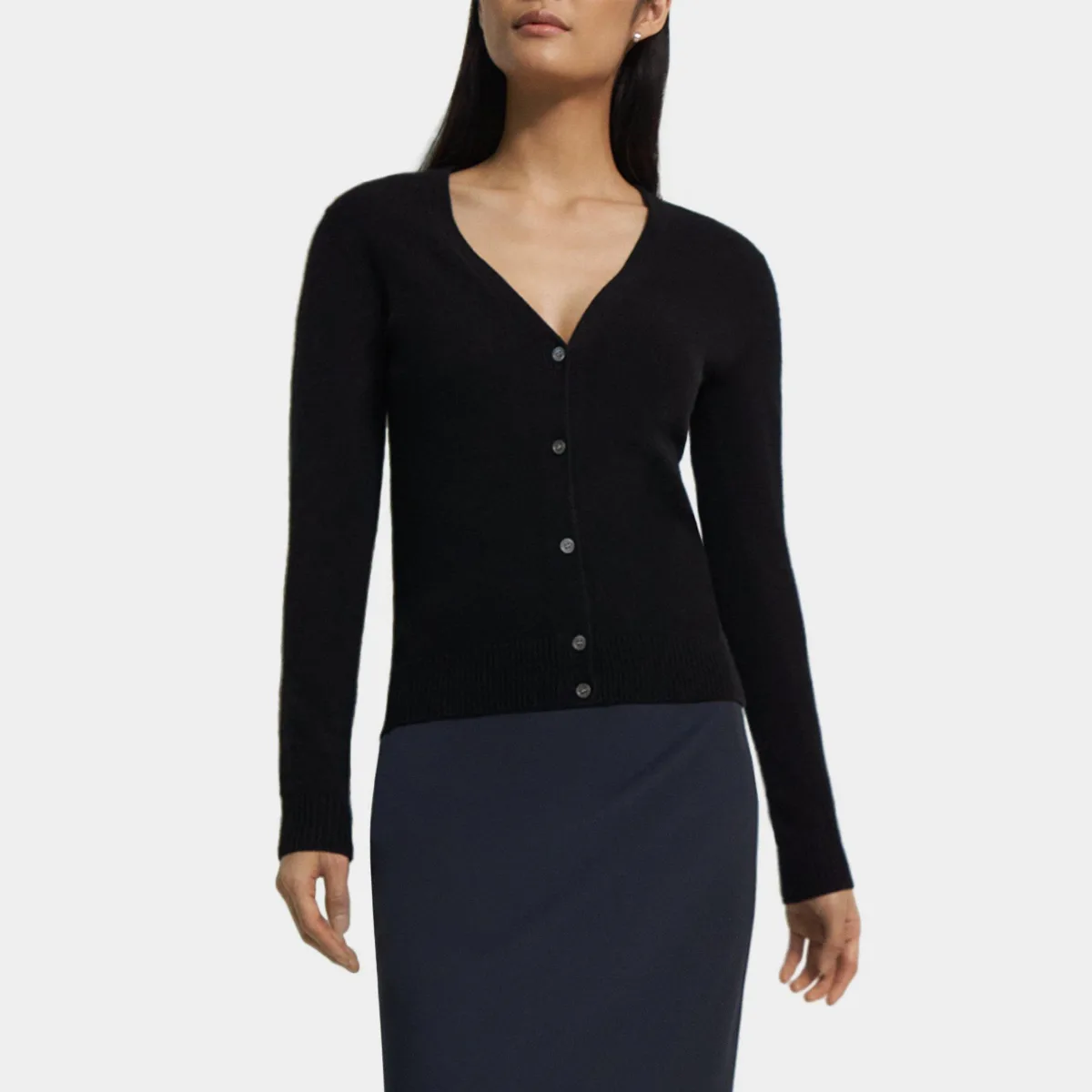 V-Neck Cardigan in Feather Cashmere by Theory