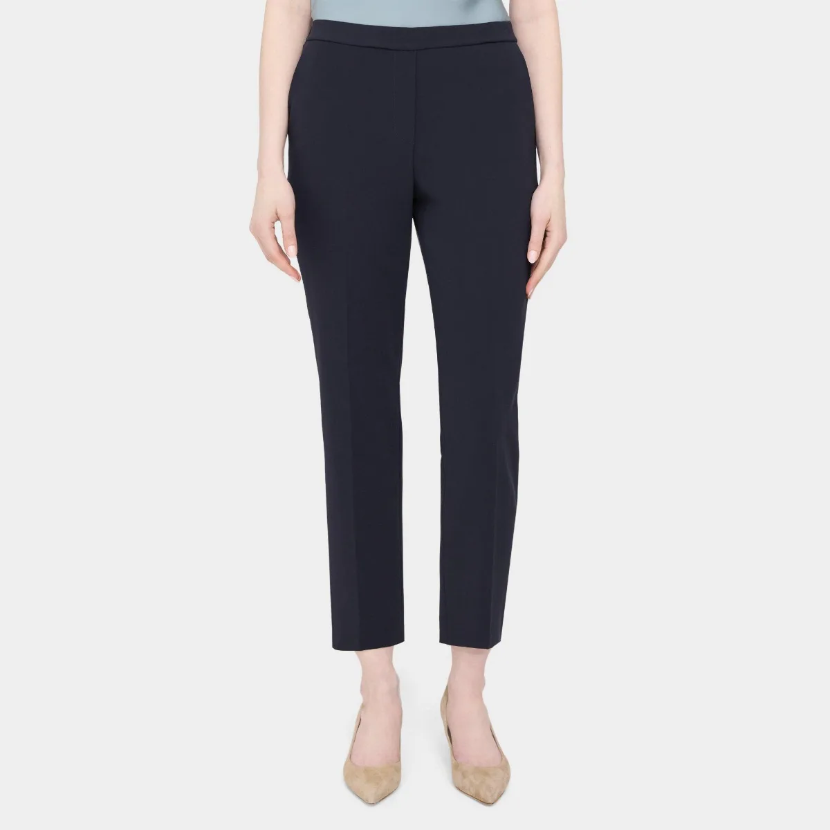 Slim Cropped Pull-On Pant in Crepe by Theory