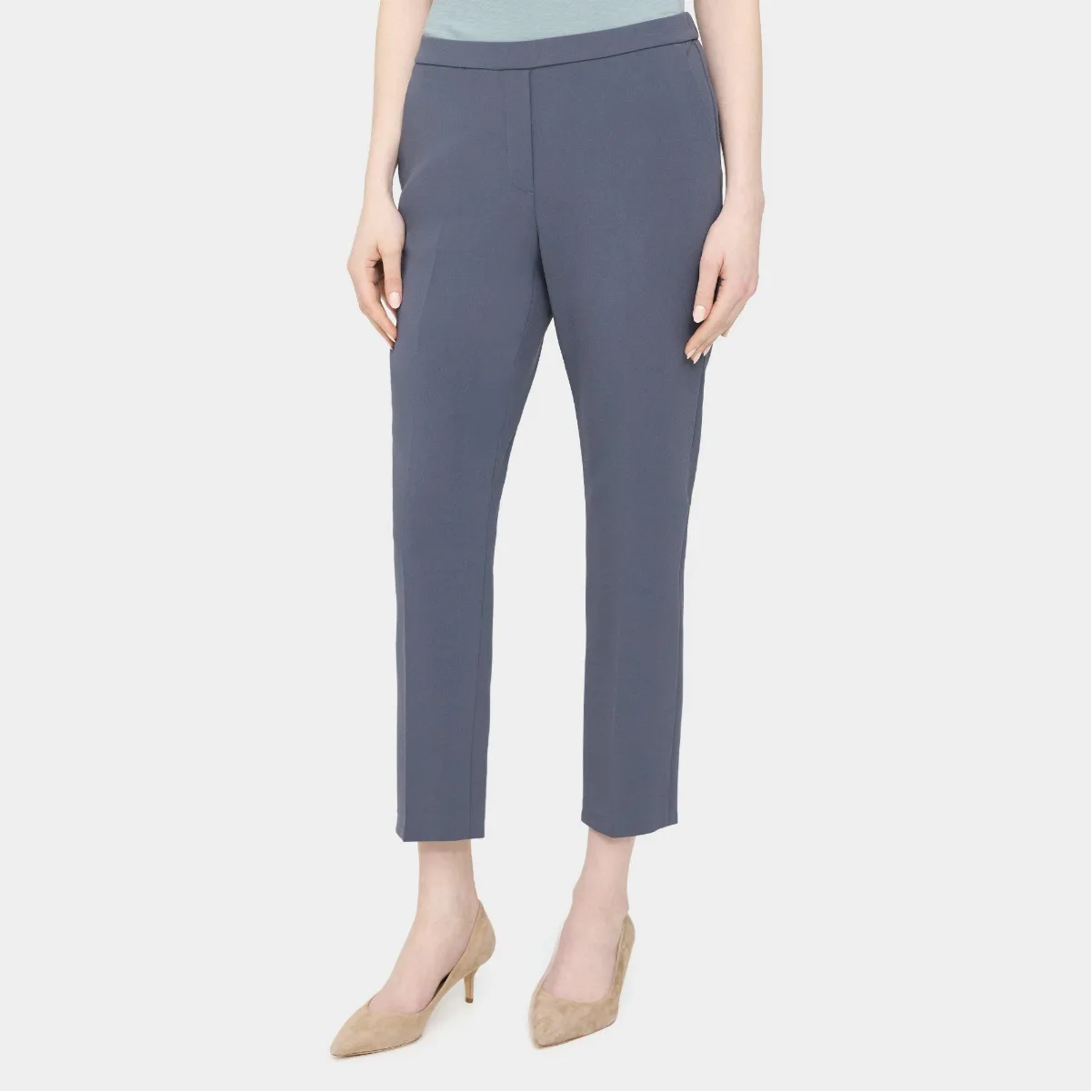 Slim Cropped Pull-On Pant in Crepe