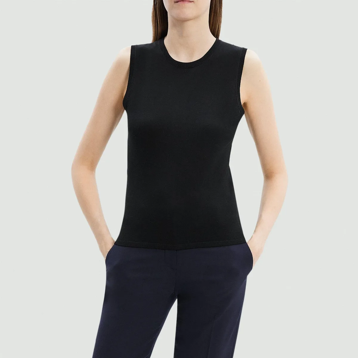 Crewneck Shell Top in Merino Wool by Theory