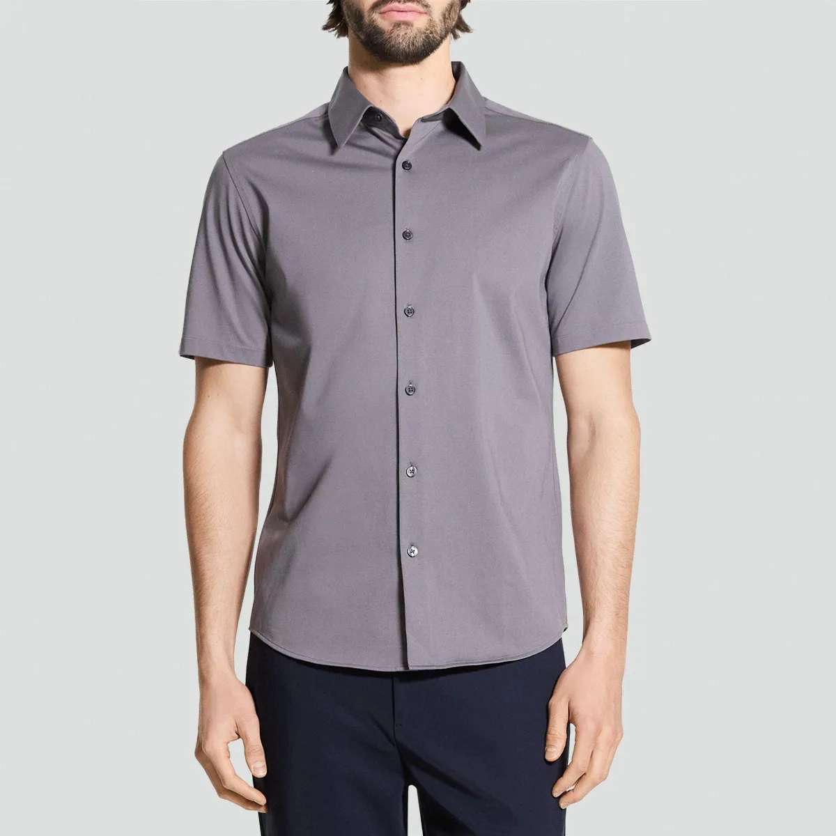 Irving Short-Sleeve Shirt in Structure Knit by Theory