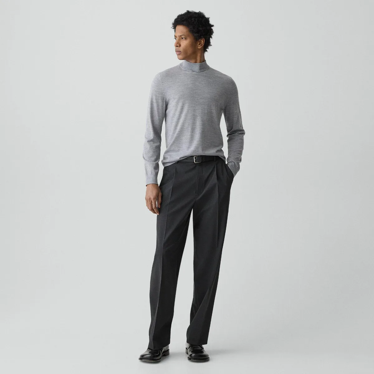 Relaxed Pleat Pant in Stretch Wool by Theory