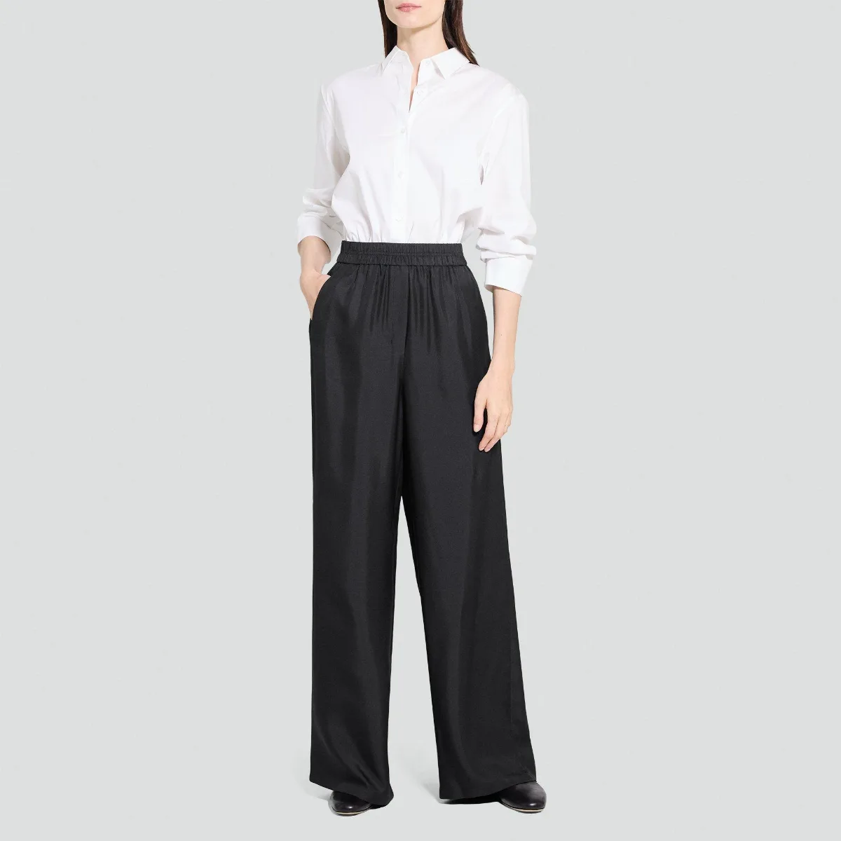 Pull-On Track Pant in Mod Silk Twill by Theory