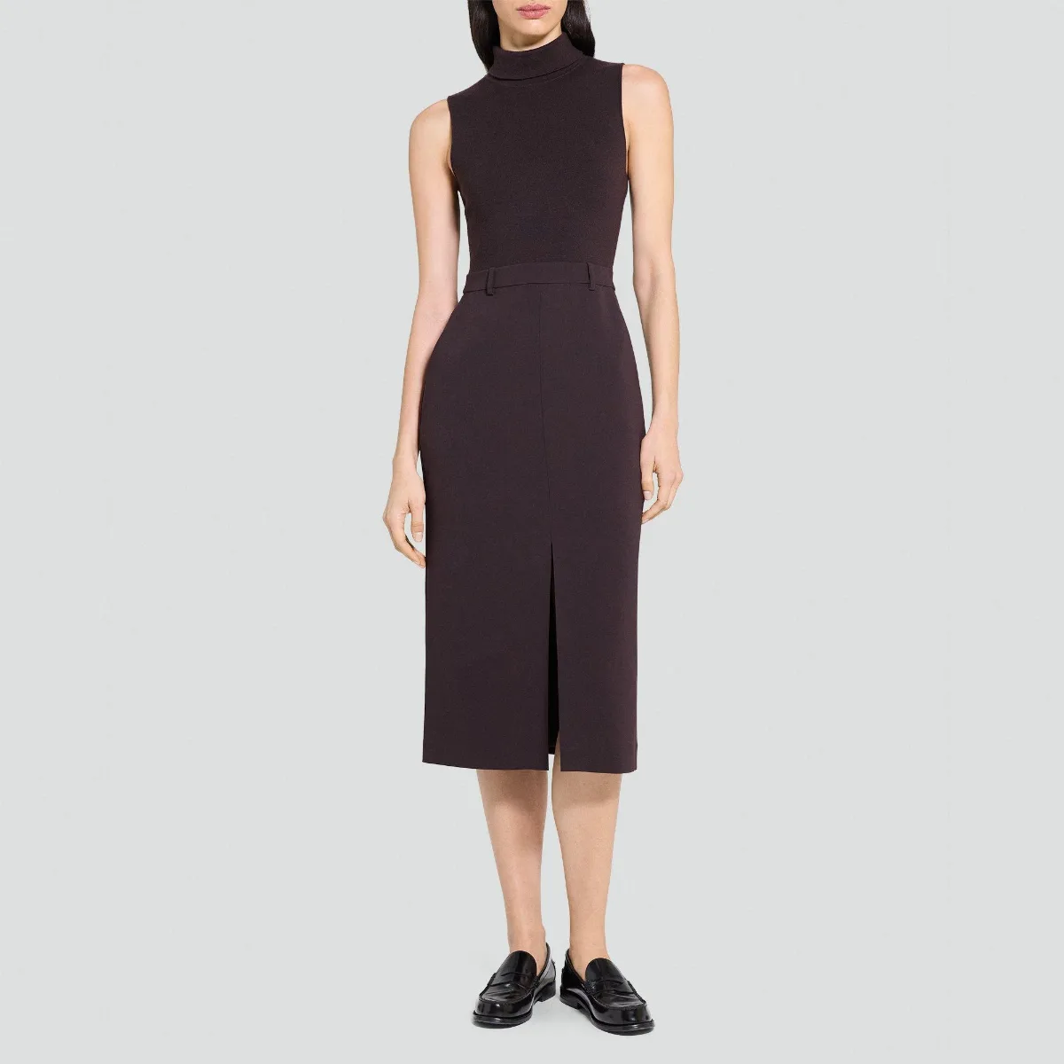 Funnel Neck Combo Dress in Admiral Crepe