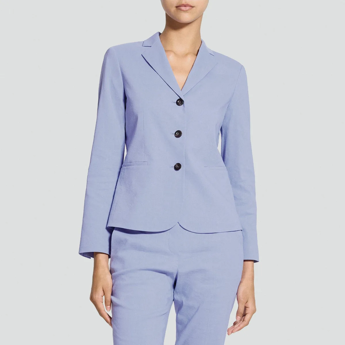 Shrunken Three-Button Blazer in Good Linen by Theory