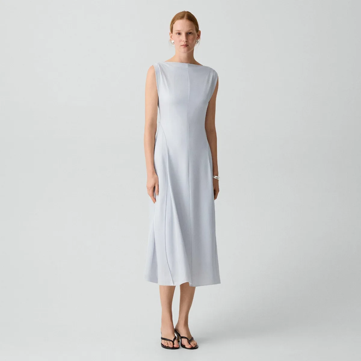 Draped Midi Dress in Washed Twill by Theory
