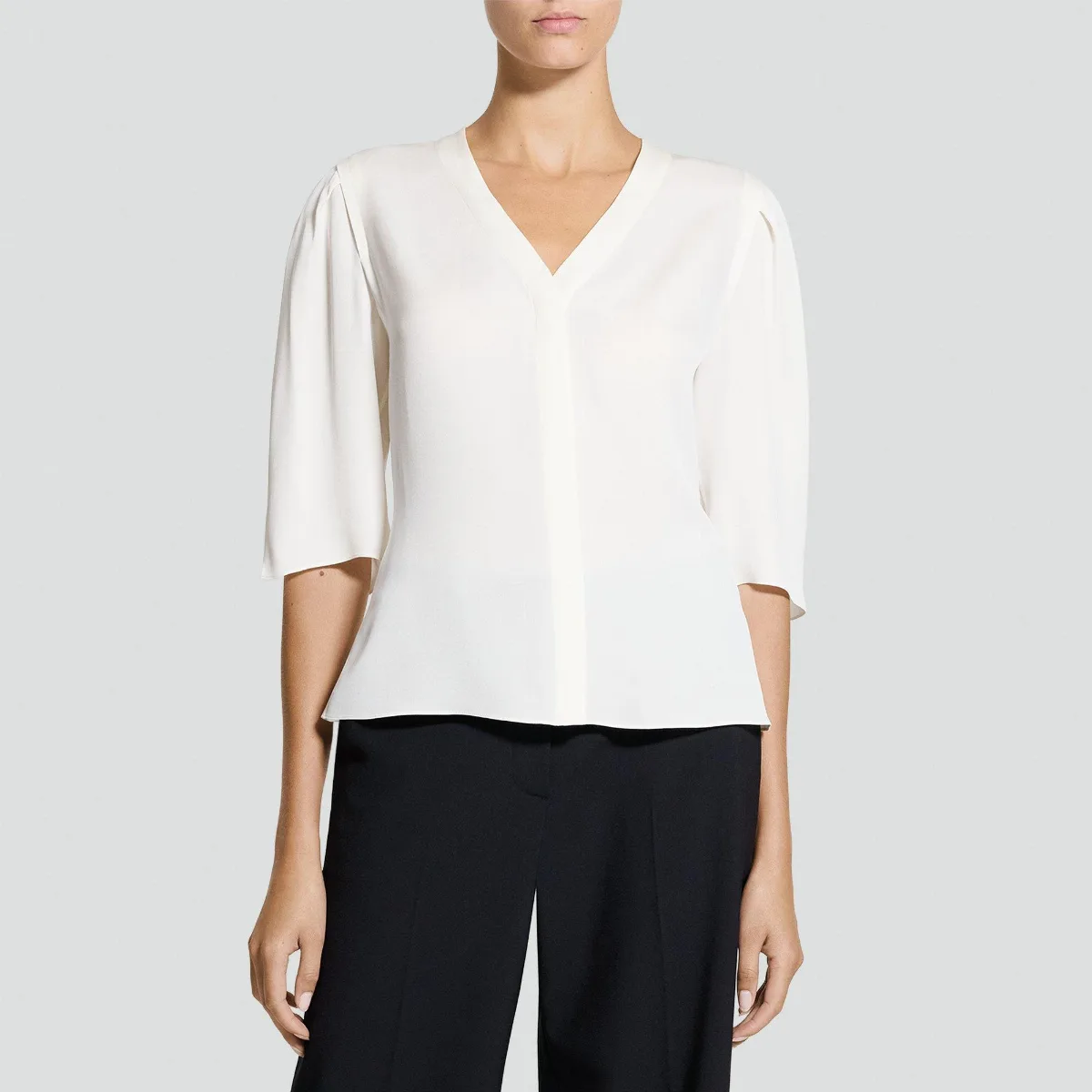 Puff Sleeve Blouse in Silk Georgette by Theory