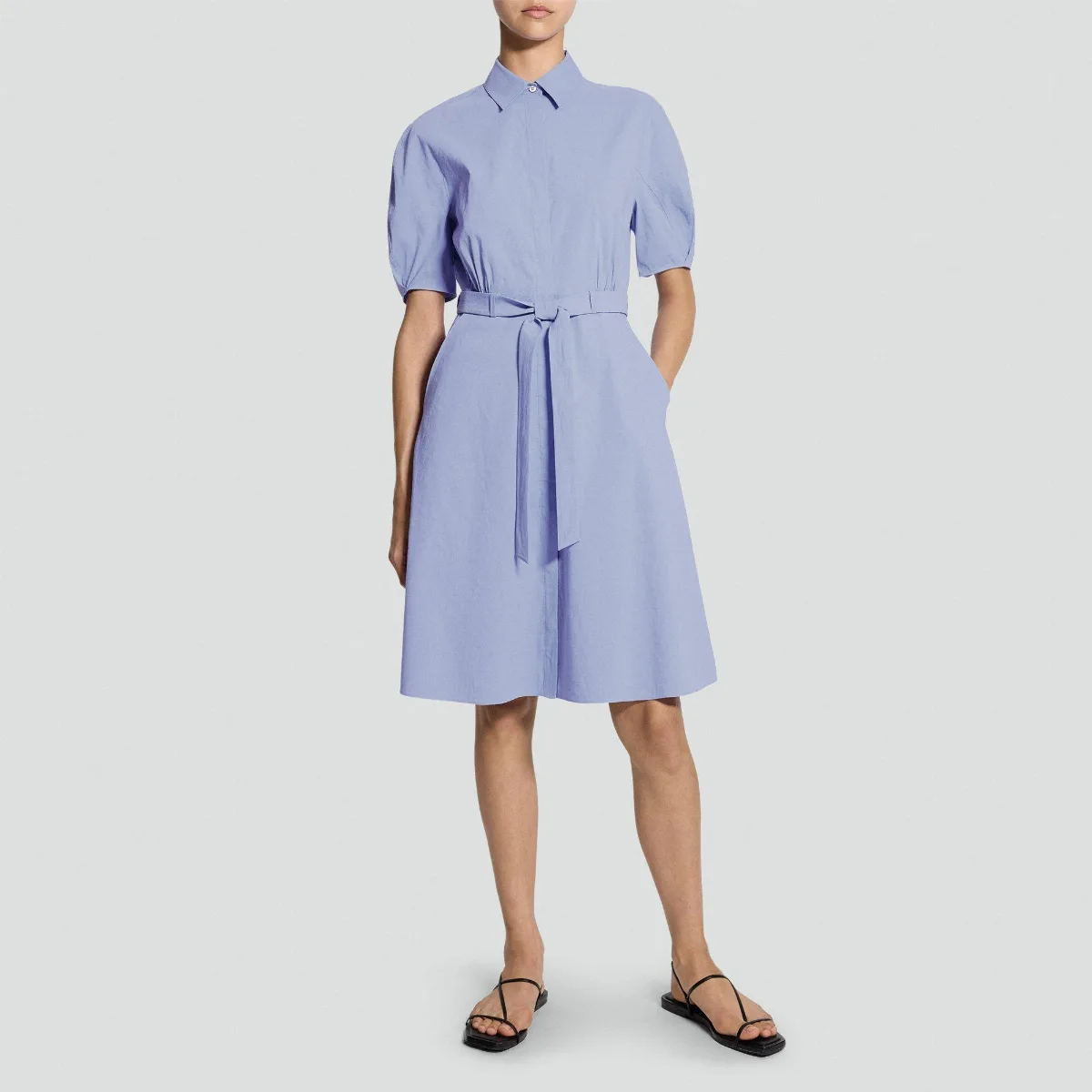 Puff Sleeve Shirt Dress in Good Linen