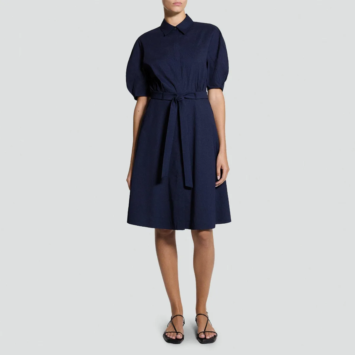 Puff Sleeve Shirt Dress in Good Linen