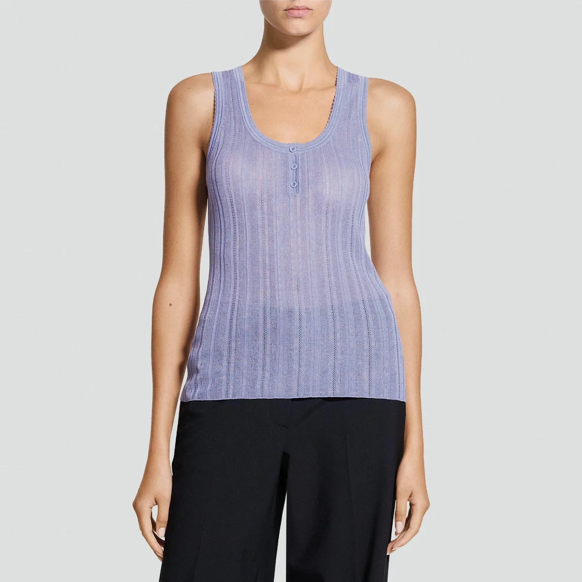 Henley Tank Top in Wool-Blend by Theory
