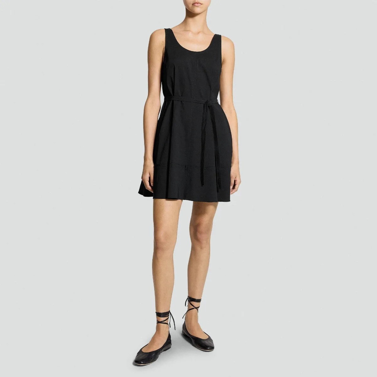 Flared Tank Dress in Good Linen by Theory
