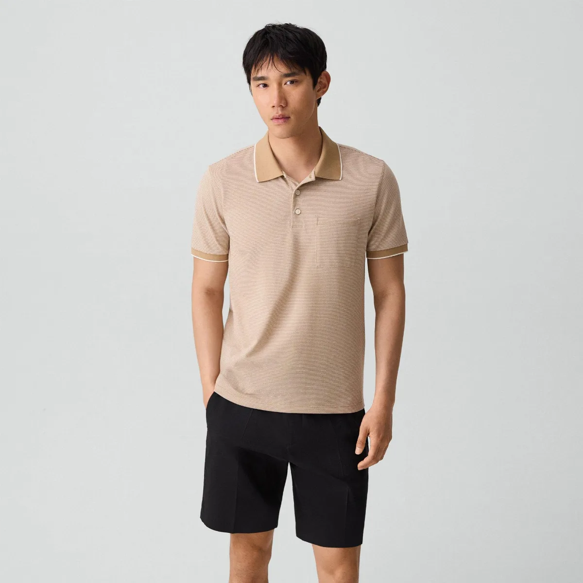 Knit Polo Shirt in Cotton Piqu by Theory