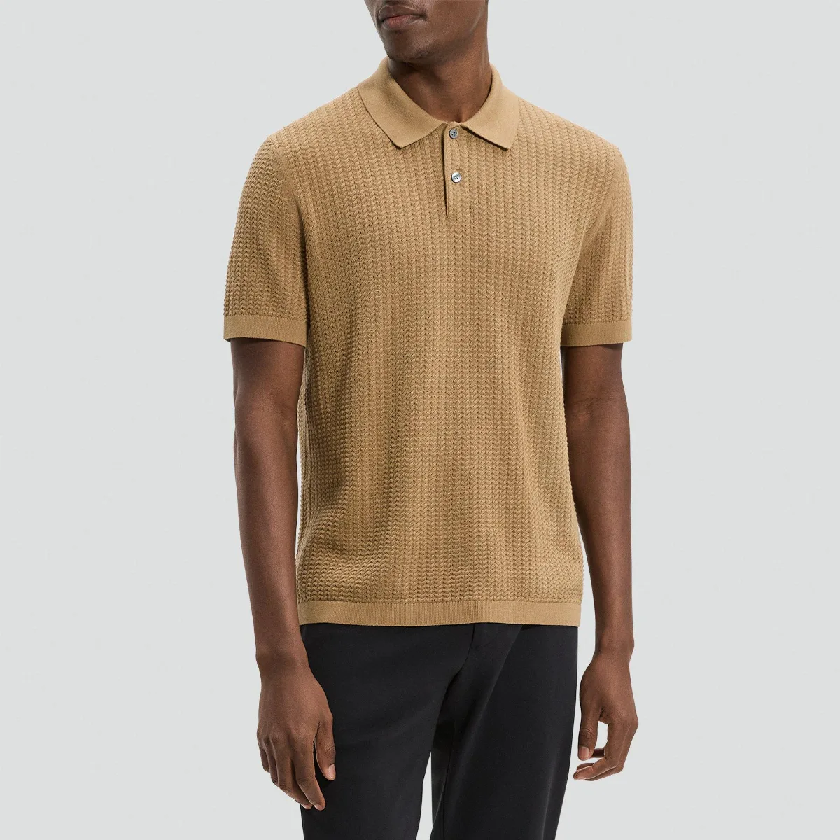 Cable-Knit Polo Shirt in Cotton by Theory