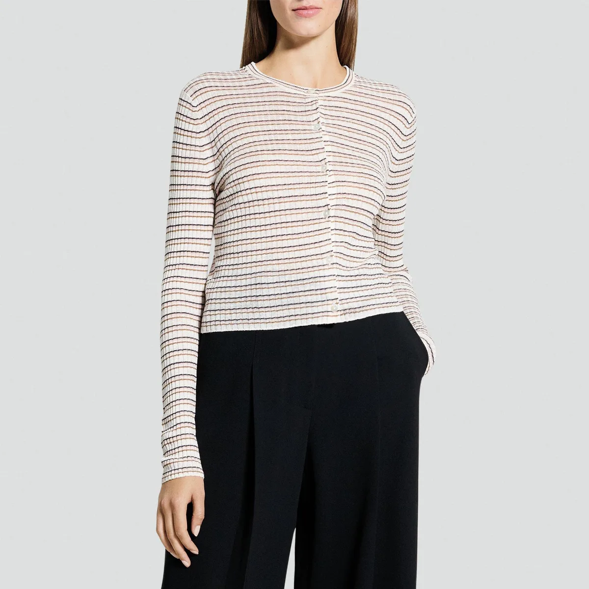 Cropped Cardigan in Linen Knit by Theory