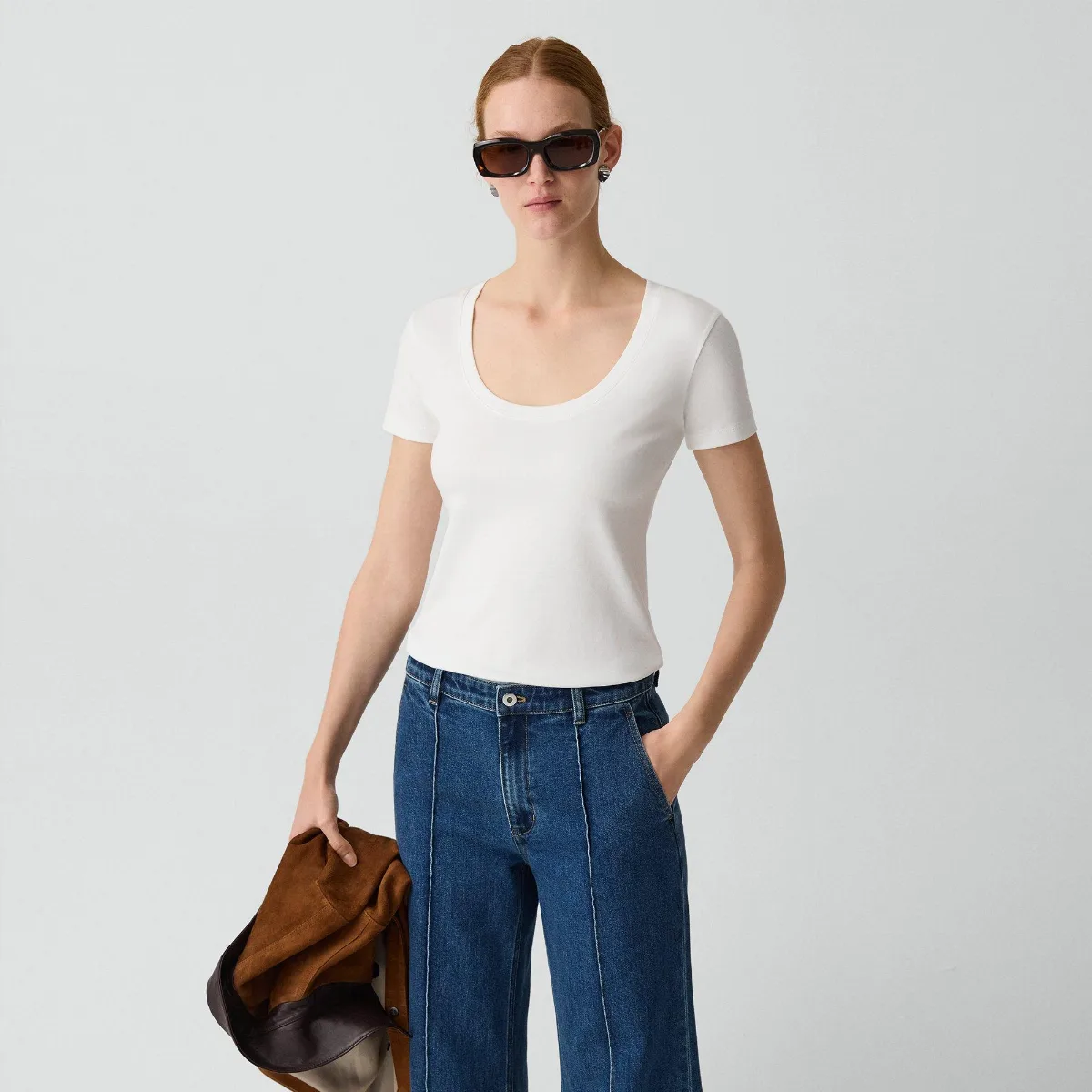 Scoop Neck Tee in Cotton