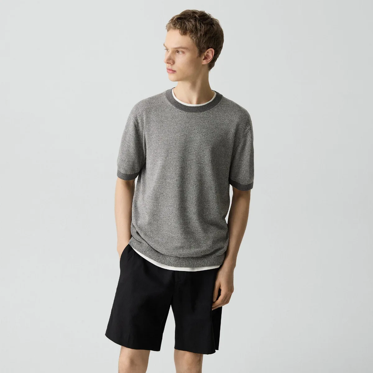 Crewneck Tee in Silk Linen by Theory