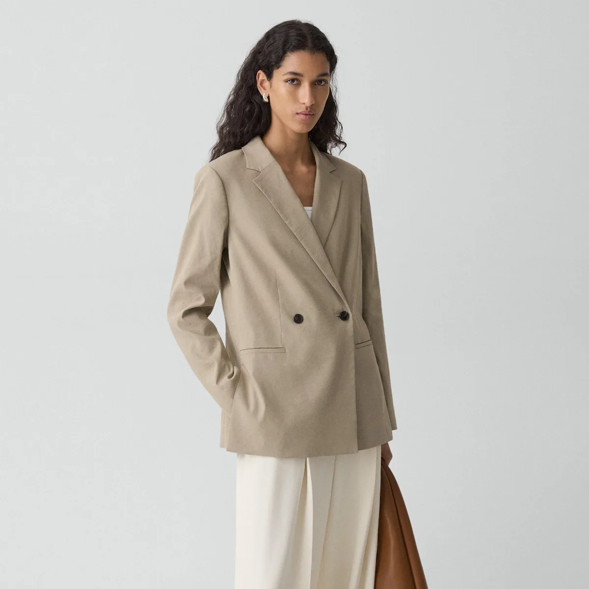 Vented Double-Breasted Blazer in Good Linen by Theory