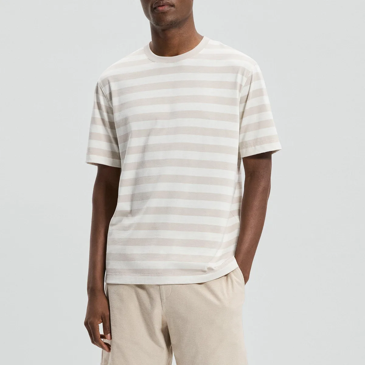Relaxed Tee in Striped Cotton by Theory