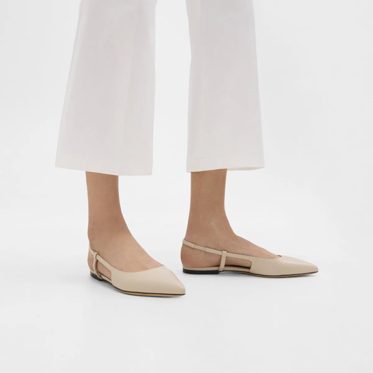 Slingback Flat in Leather by Theory