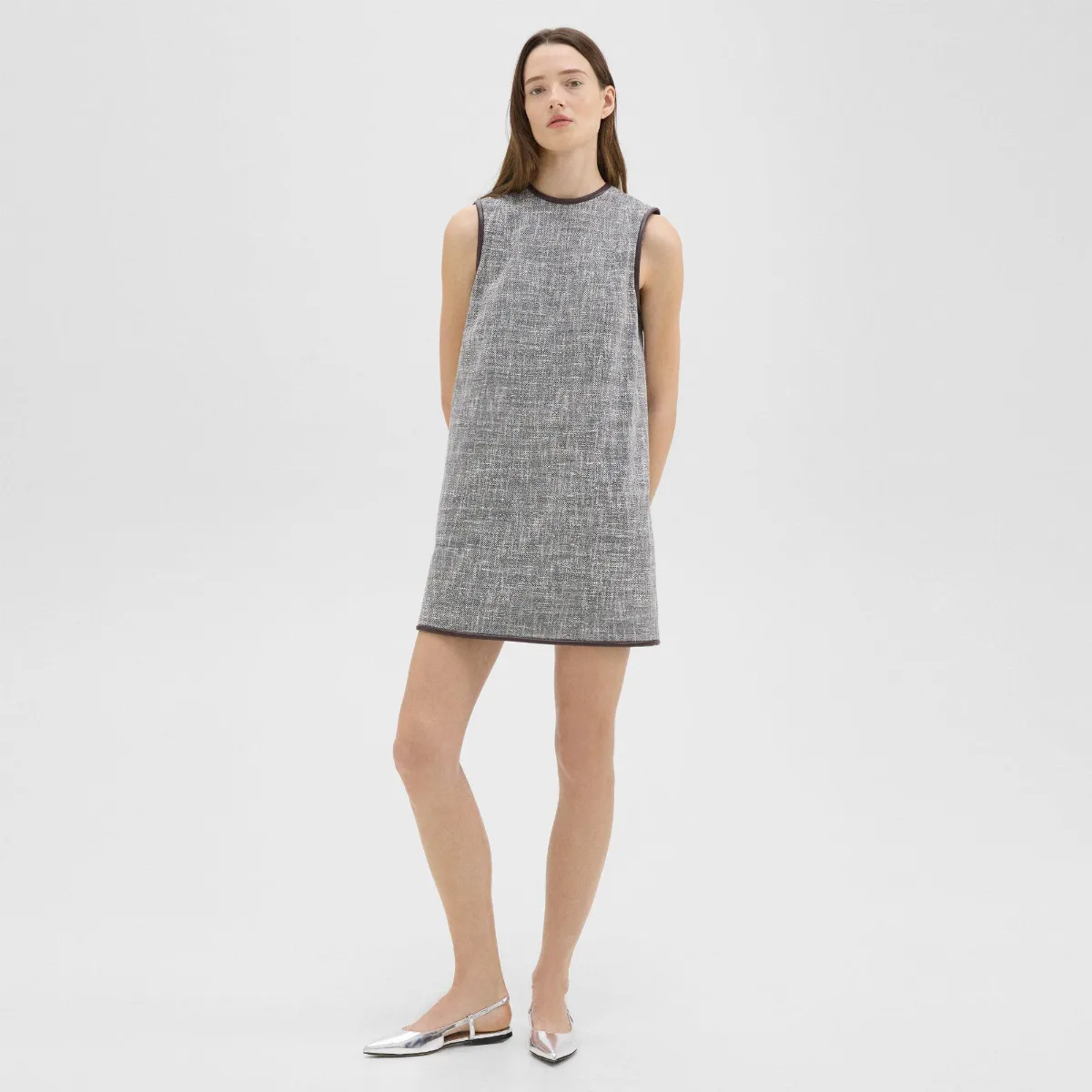 Relaxed Sleeveless Dress in Canvas Tweed by Theory