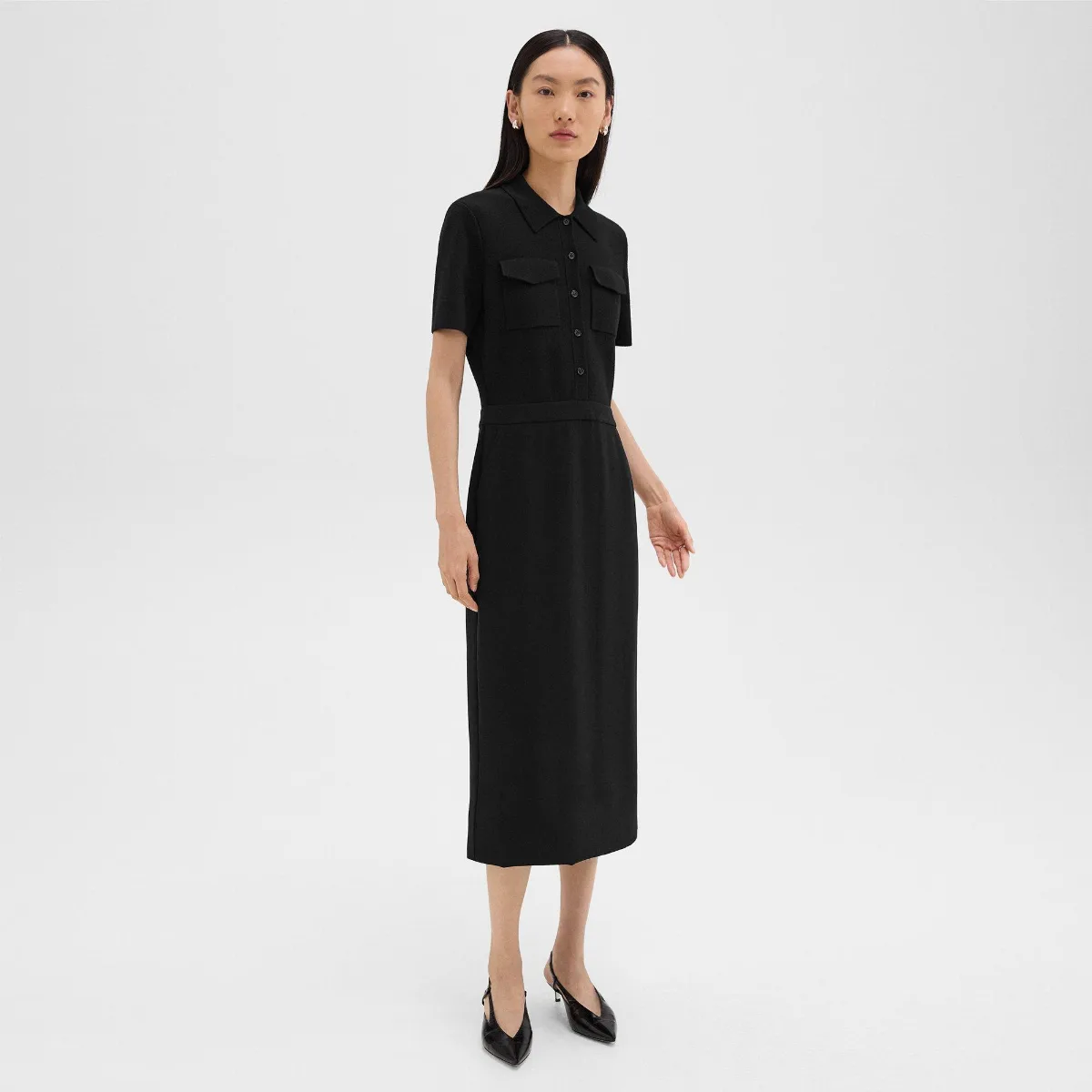 Military Midi Dress in Admiral Crepe by Theory