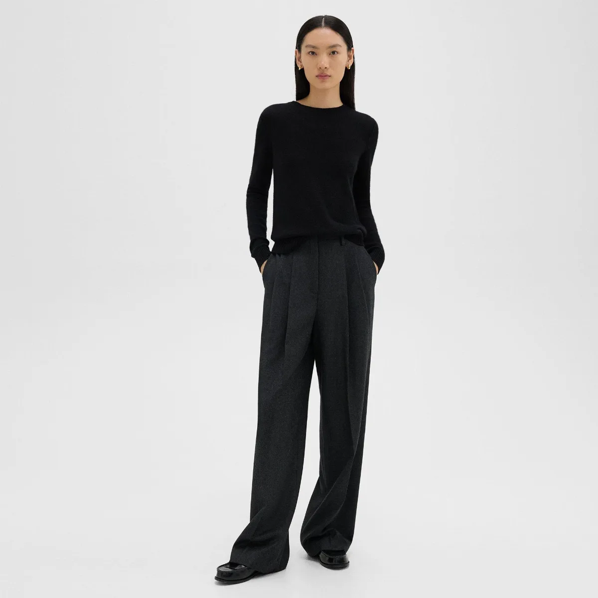 Double Pleat Pant, 29 in Sleek Flannel by Theory