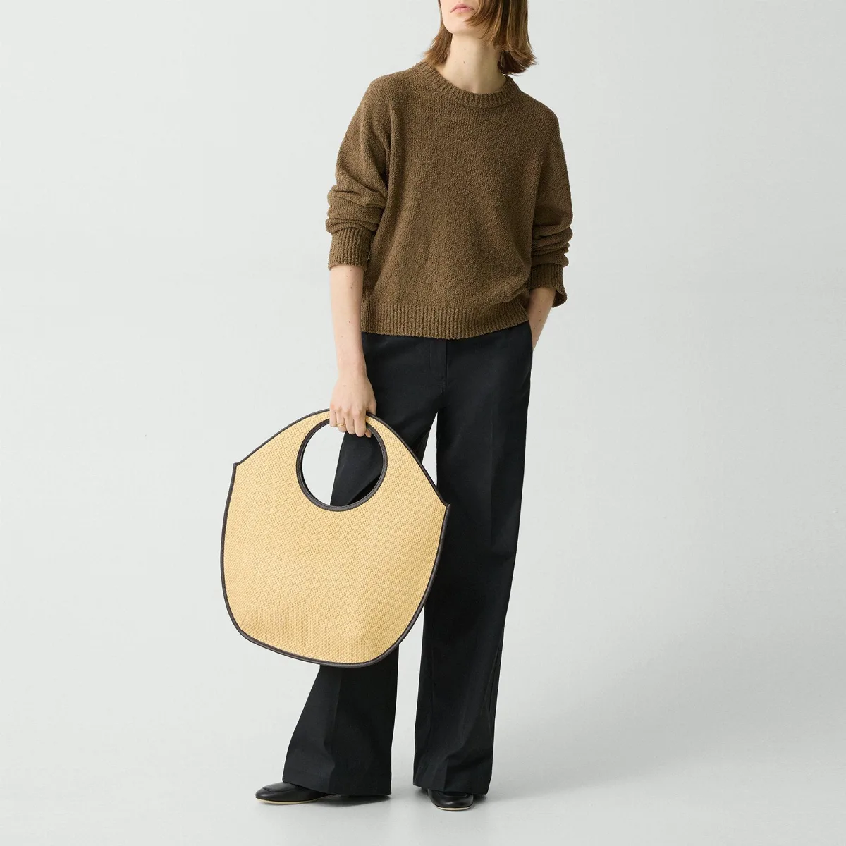 Circle Tote Bag in Raffia by Theory