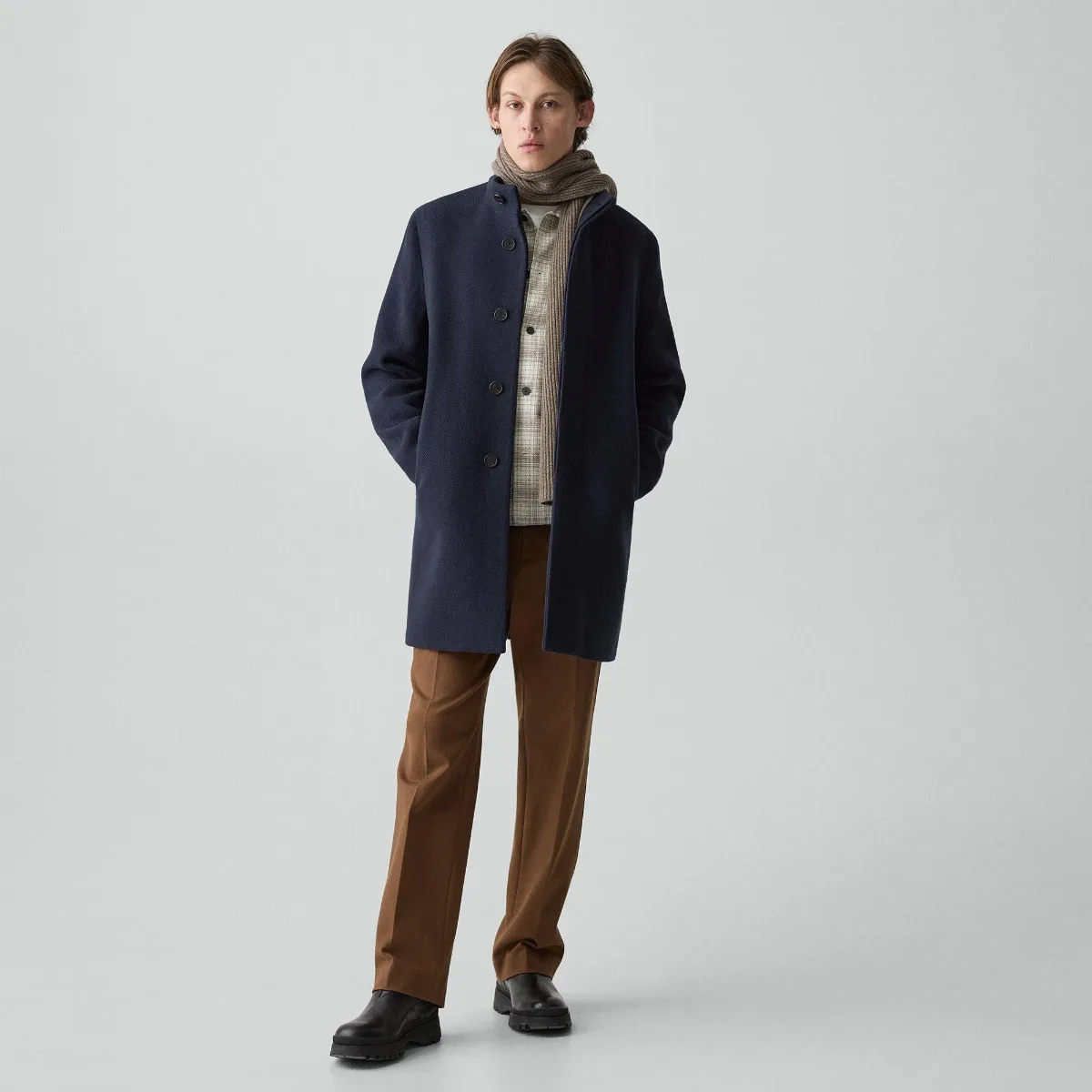 Belvin Coat in Textured Wool-Blend Melton