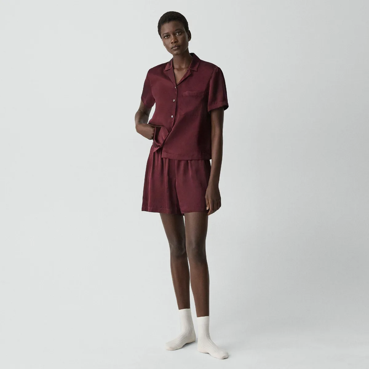Short Pajama Set in Lounge Silk by Theory