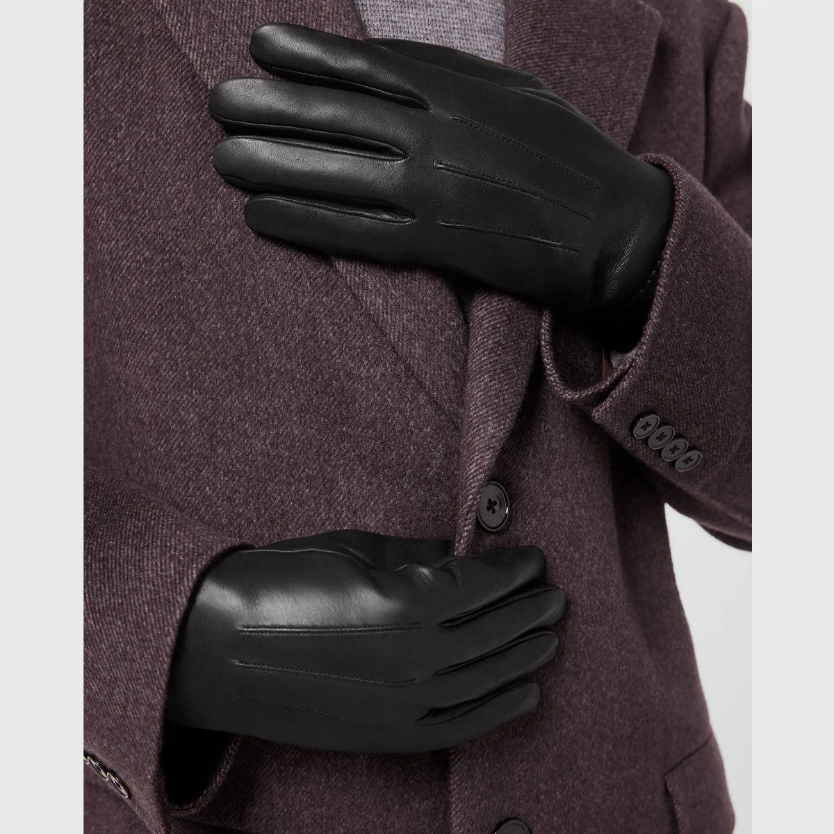 Ribbed Cuff Tech Gloves in Leather by Theory