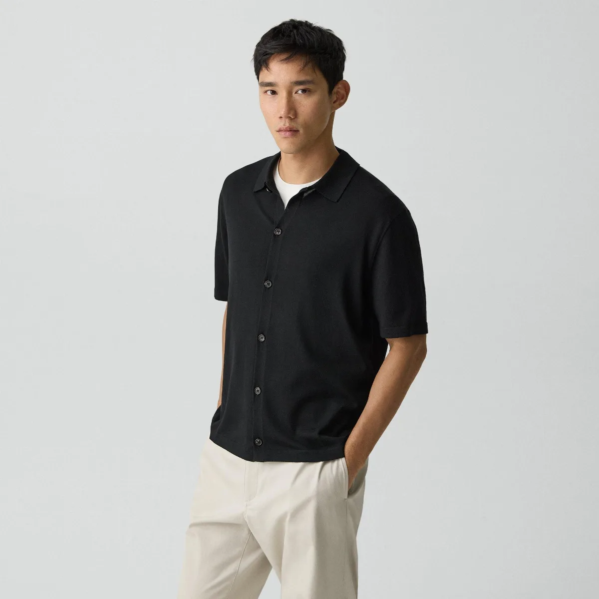 Button-Up Sweater in Regal Wool by Theory